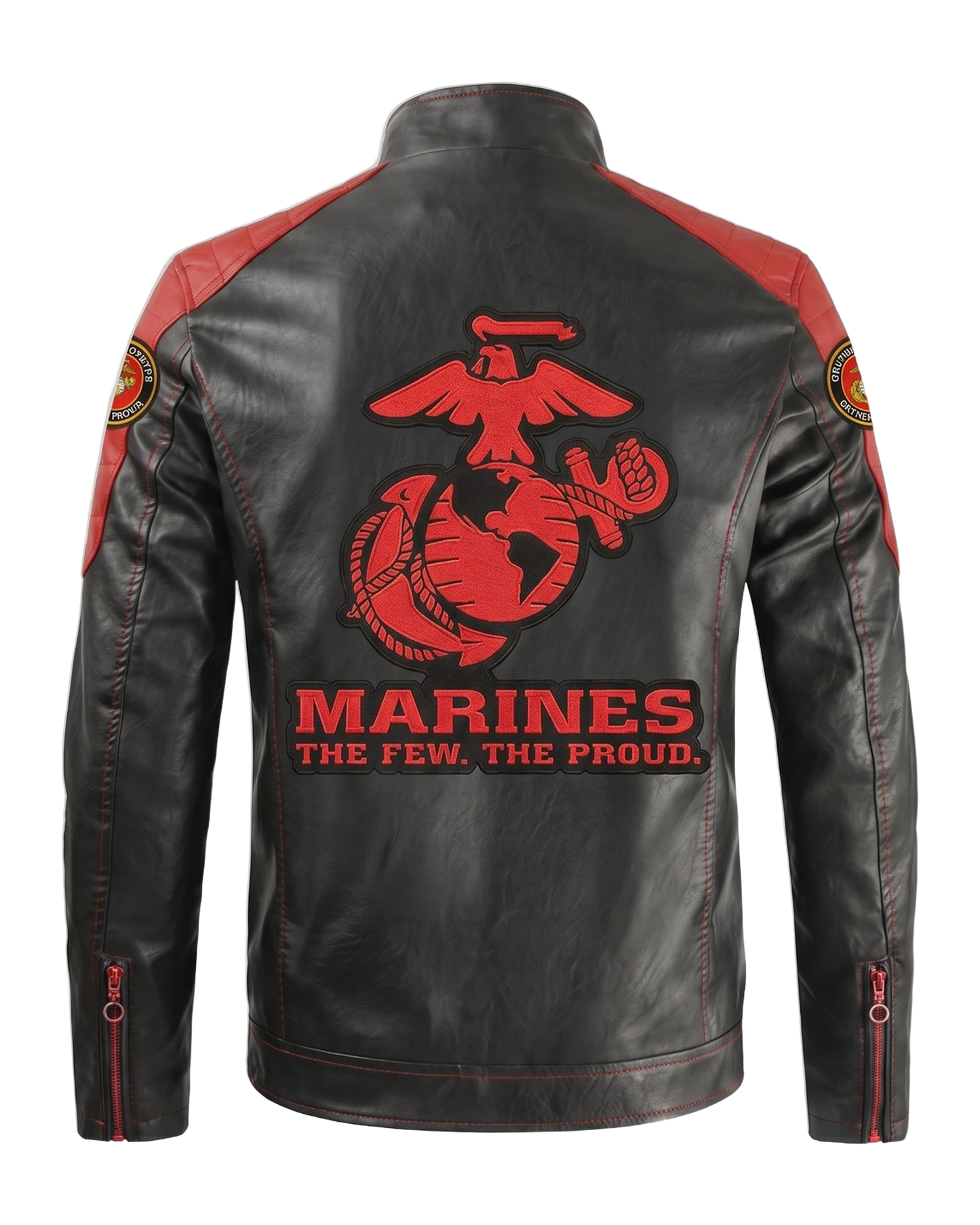 Marine handmade leather jacket - back emblem