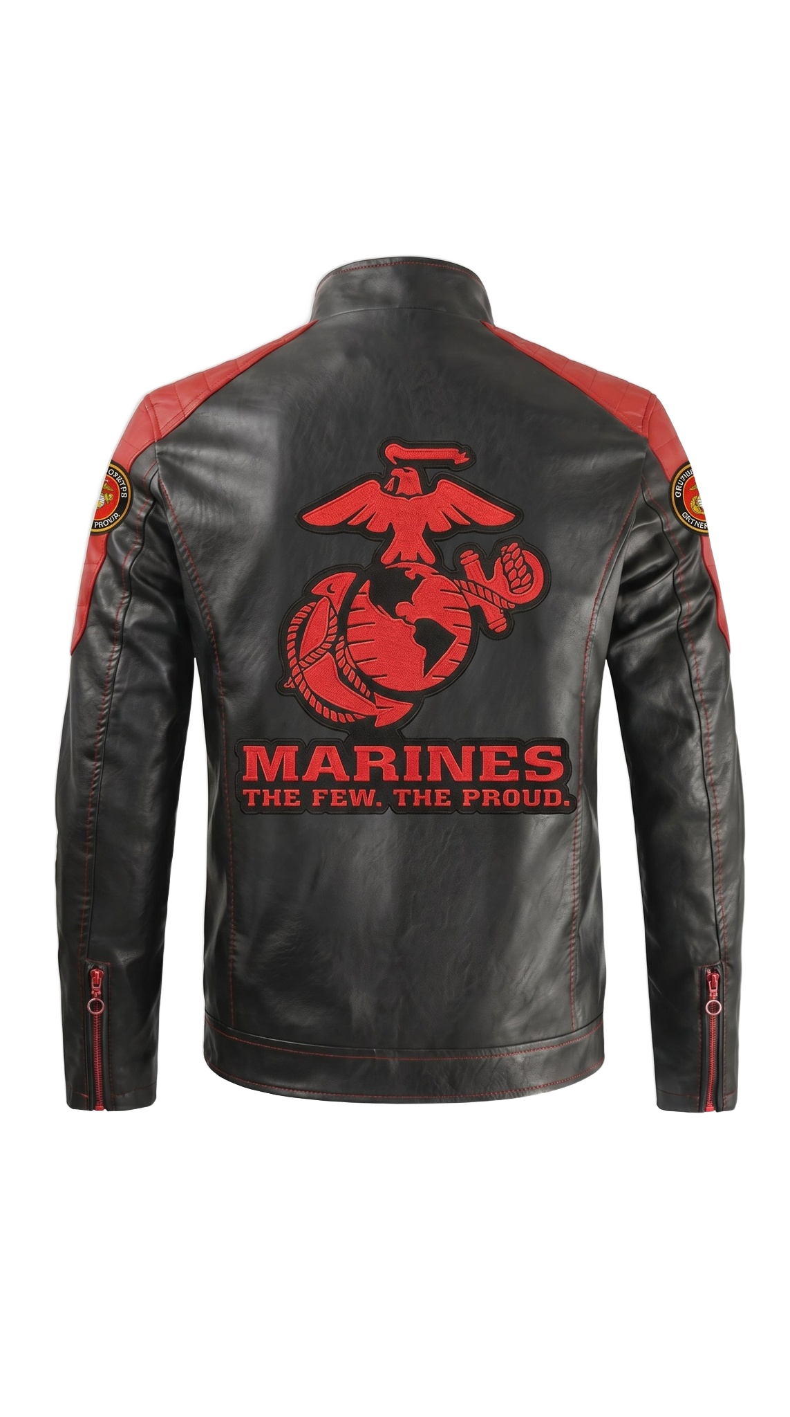Marine handmade leather jacket - back emblem