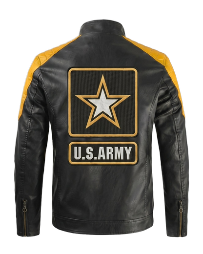 Army handmade leather jacket - back emblem