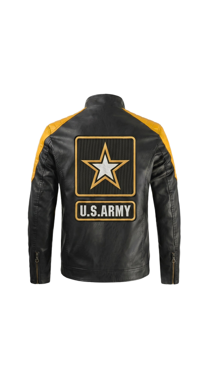 Army handmade leather jacket - back emblem