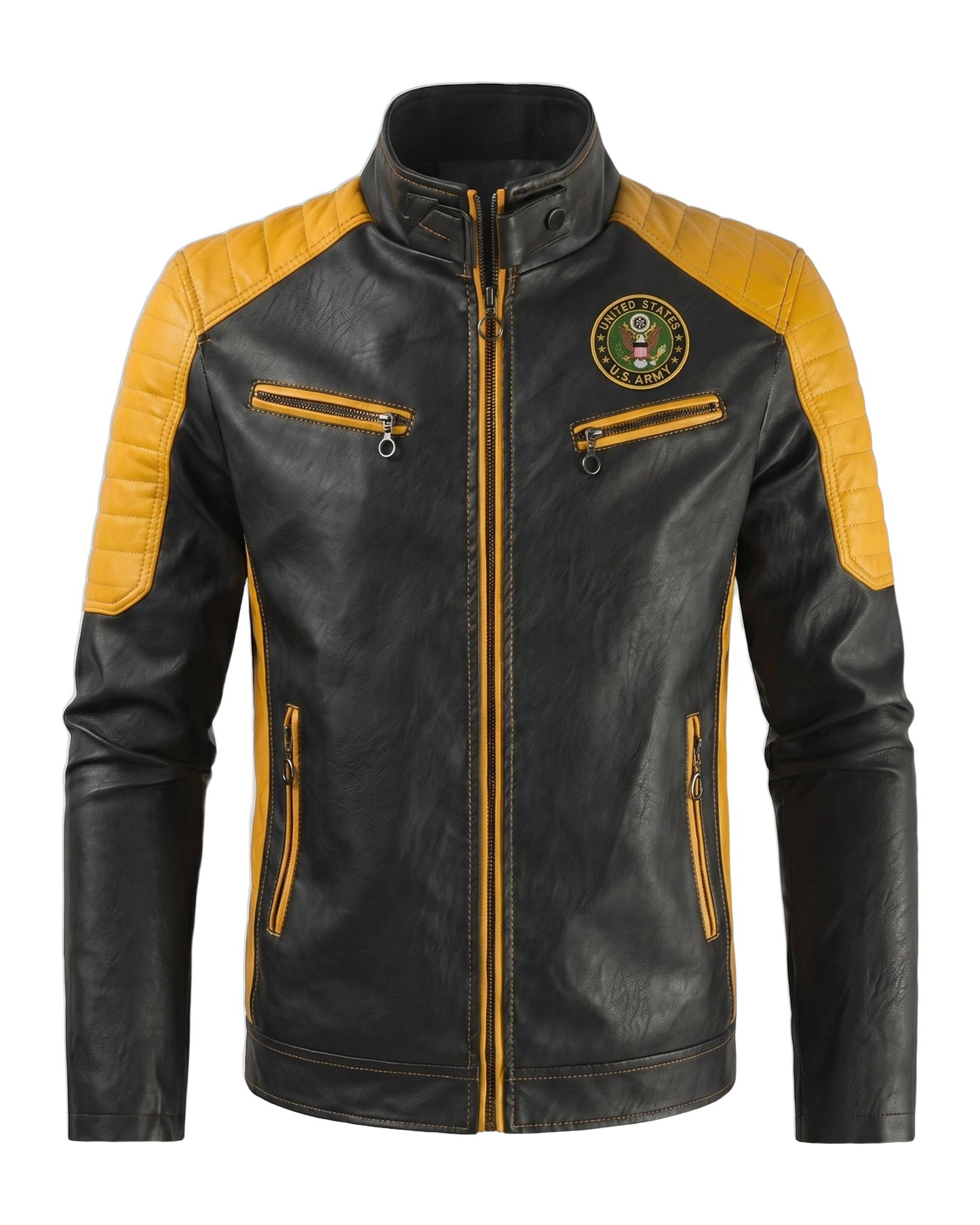 Army handmade leather jacket - front