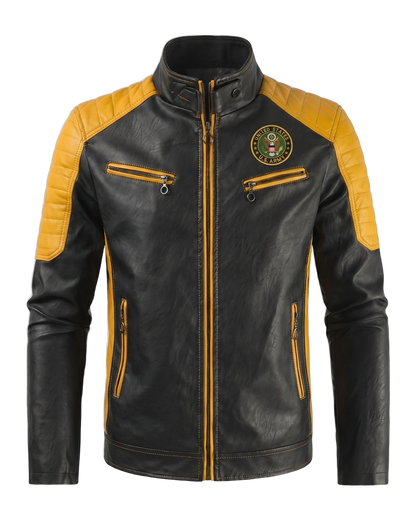 Army handmade leather jacket - front