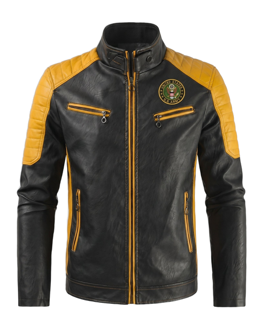 Army handmade leather jacket - front