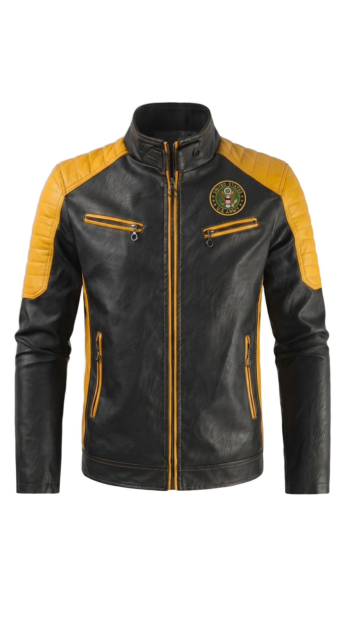 Army handmade leather jacket - front