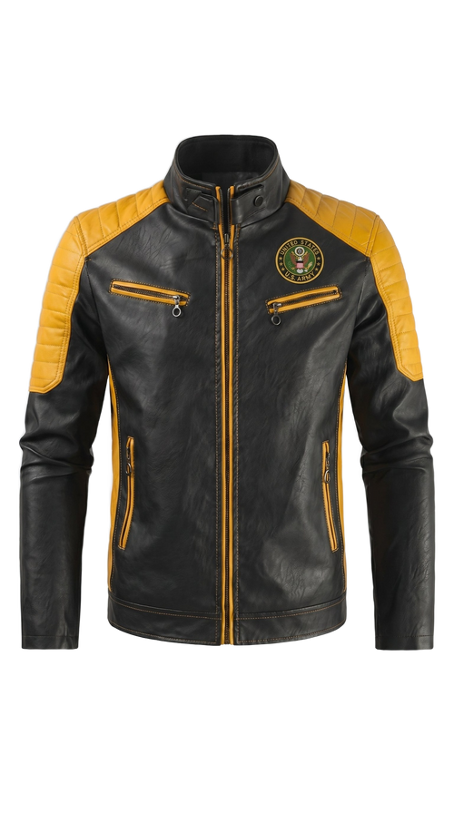 Army handmade leather jacket - front