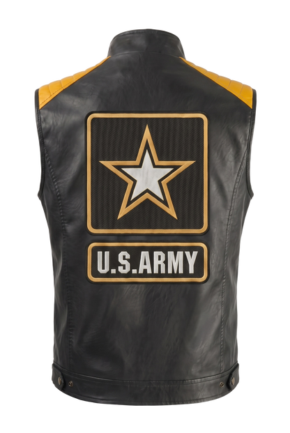 Army handmade leather vest - back emblem (transparent)