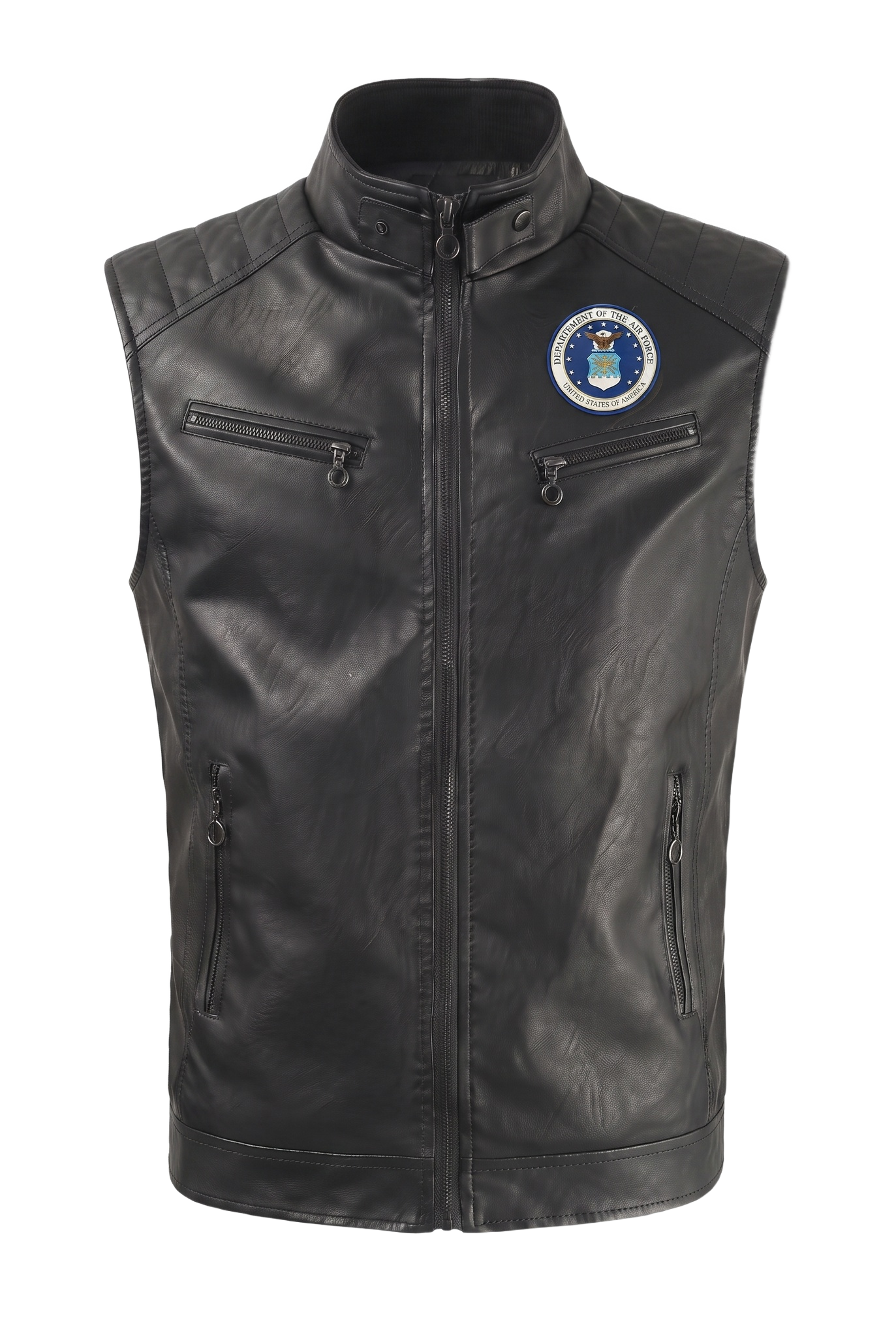 Air Force handmade leather vest - front (transparent)