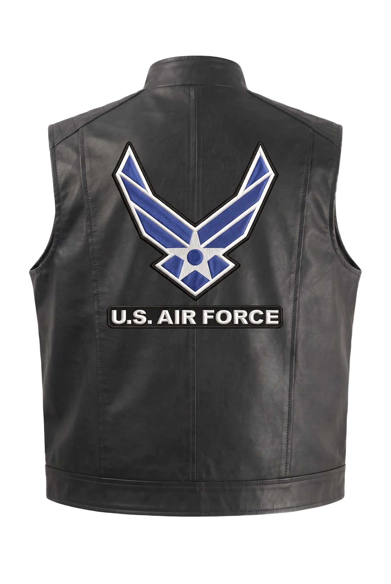Air Force handmade leather vest - back emblem (transparent)
