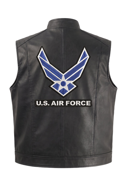 Air Force handmade leather vest - back emblem (transparent)