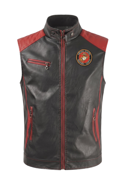 Marines handmade leather vest - front (transparent)