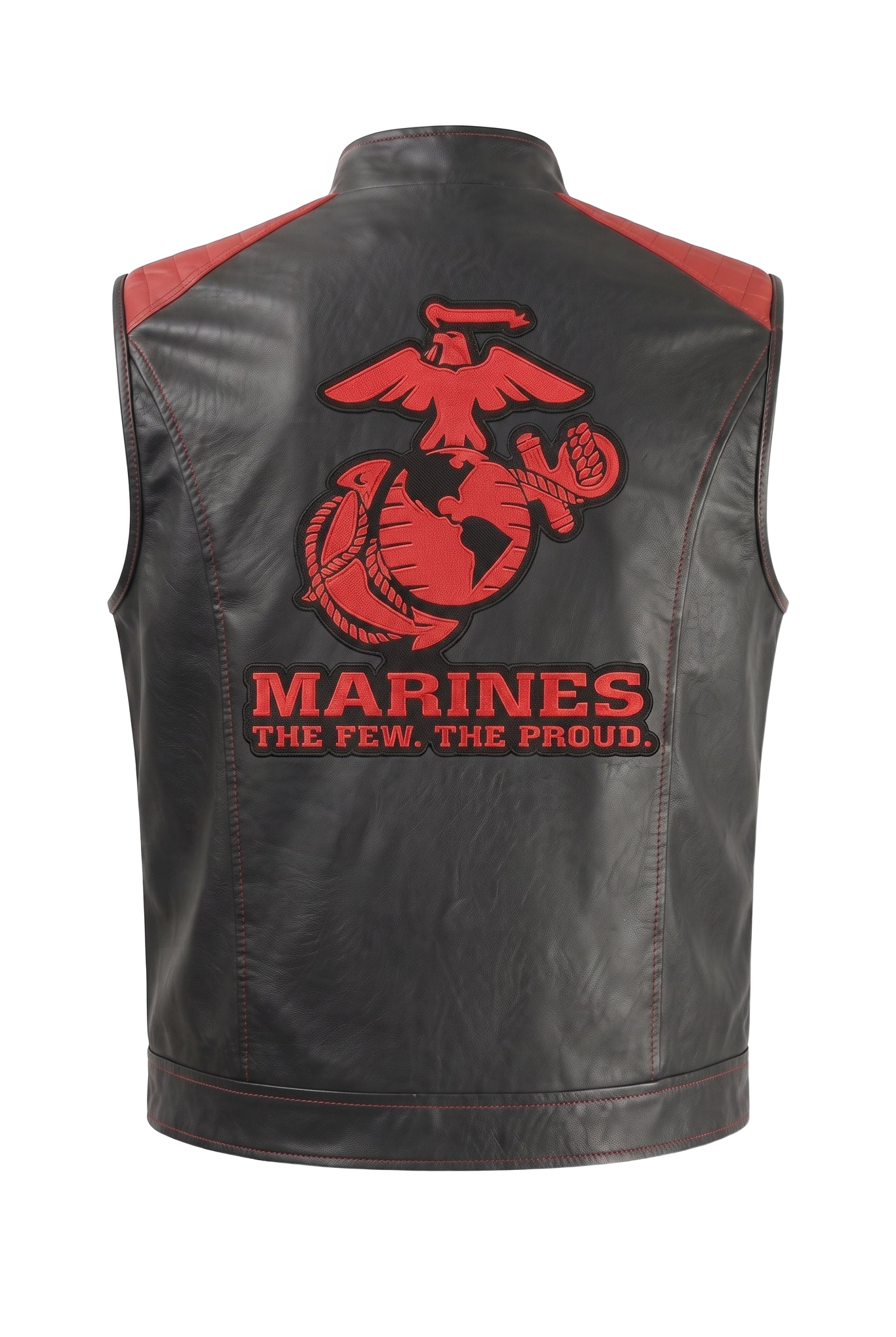 Marines handmade leather vest - back emblem (transparent)