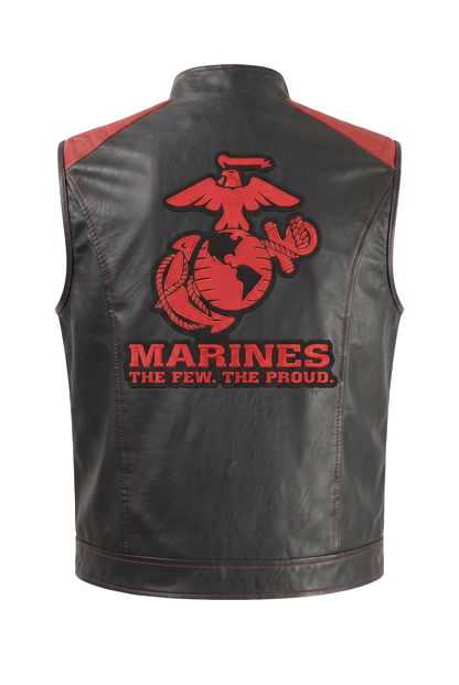Marines handmade leather vest - back emblem (transparent)