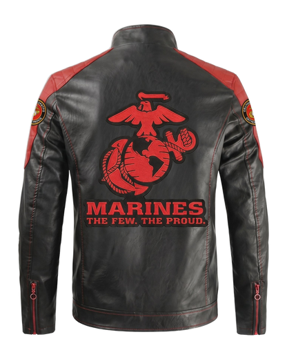 Marine handmade leather jacket - back emblem