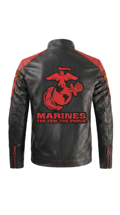 Marine handmade leather jacket - back emblem