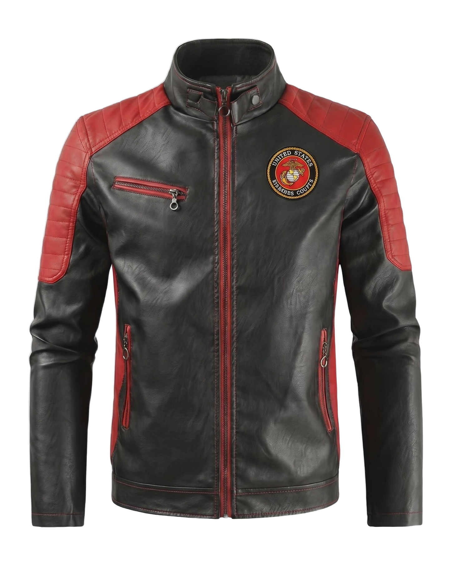 Marine handmade leather jacket - front