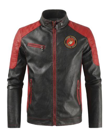 Marine handmade leather jacket - front