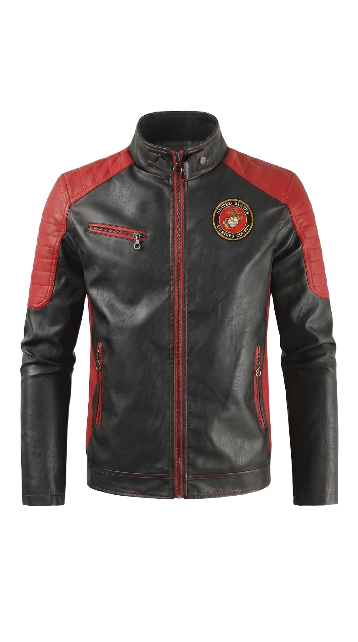 Marine handmade leather jacket - front